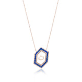 Qamoos 1.0 Letter ت Sapphire Necklace in Rose Gold