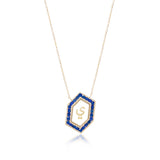 Qamoos 1.0 Letter ي Sapphire Necklace in Yellow Gold