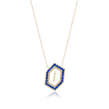 Qamoos 1.0 Letter أ Sapphire Necklace in Yellow Gold