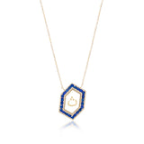 Qamoos 1.0 Letter ث Sapphire Necklace in Yellow Gold