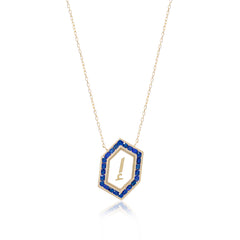 Qamoos 1.0 Letter إ Sapphire Necklace in Yellow Gold
