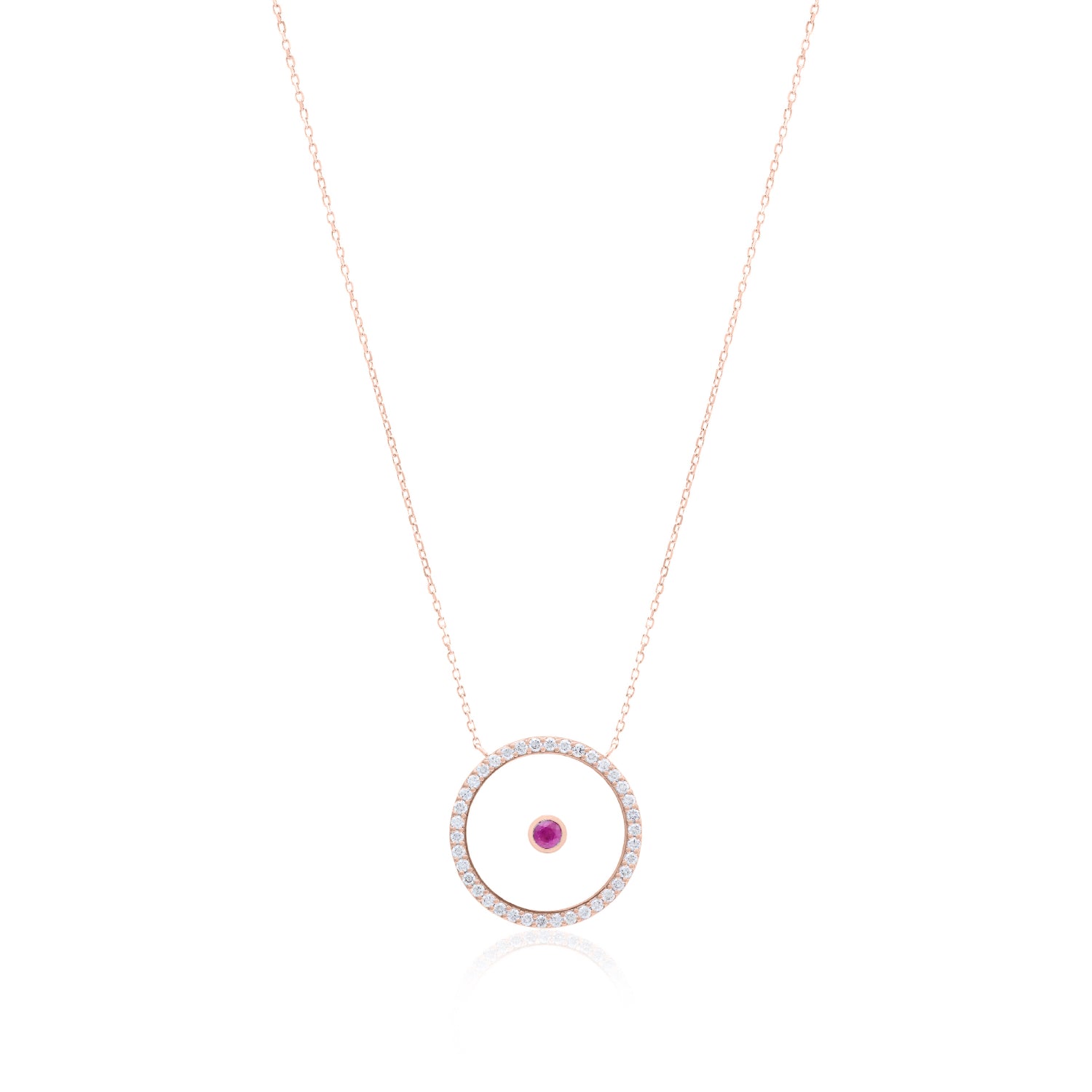 Ruby July Birthstone Necklace in Rose Gold