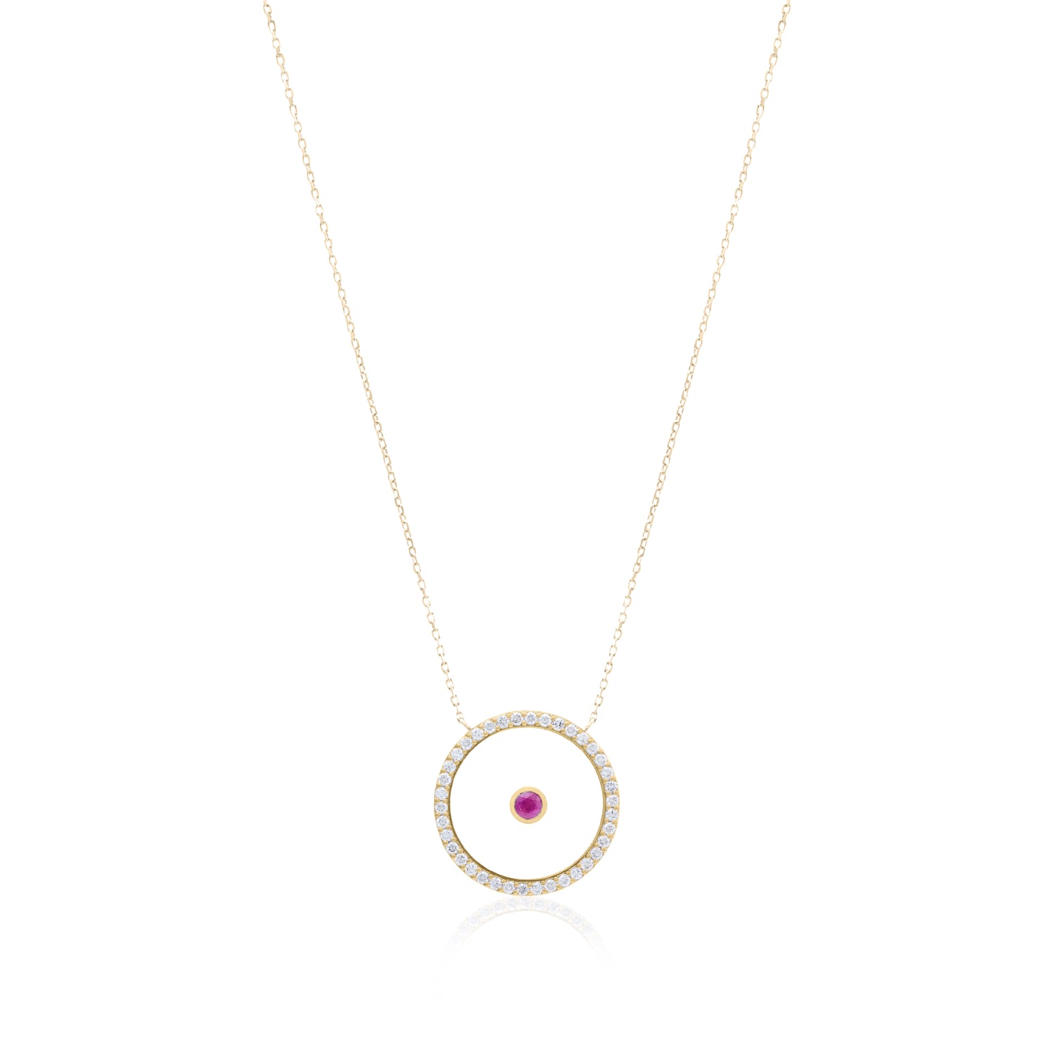 Ruby July Birthstone Necklace in Yellow Gold