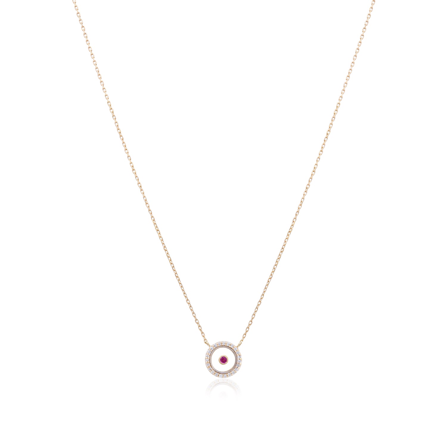 Ruby July Birthstone Necklace in Yellow Gold