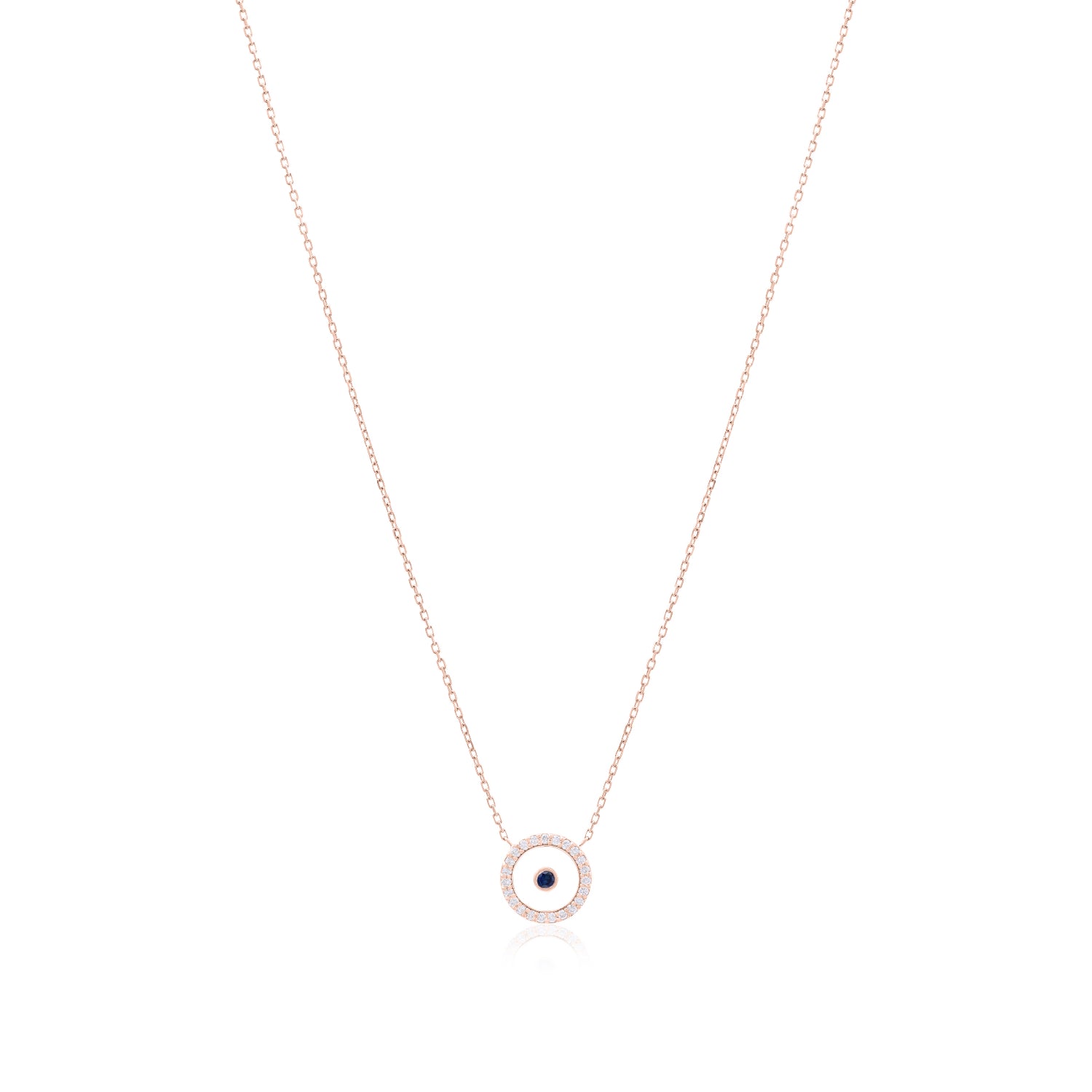 Sapphire September Birthstone Necklace in Rose Gold