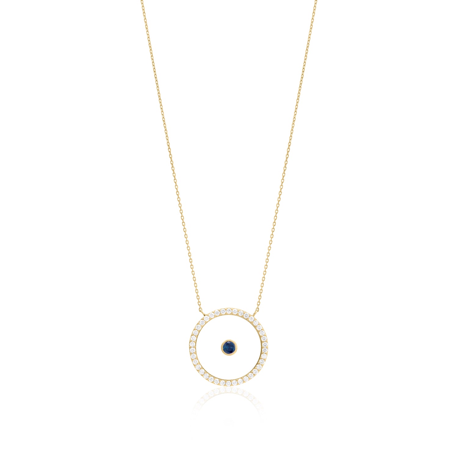 Sapphire September Birthstone Necklace in Yellow Gold