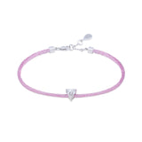 Solitaire Heart-Shaped Diamond Cord Bracelet in White Gold