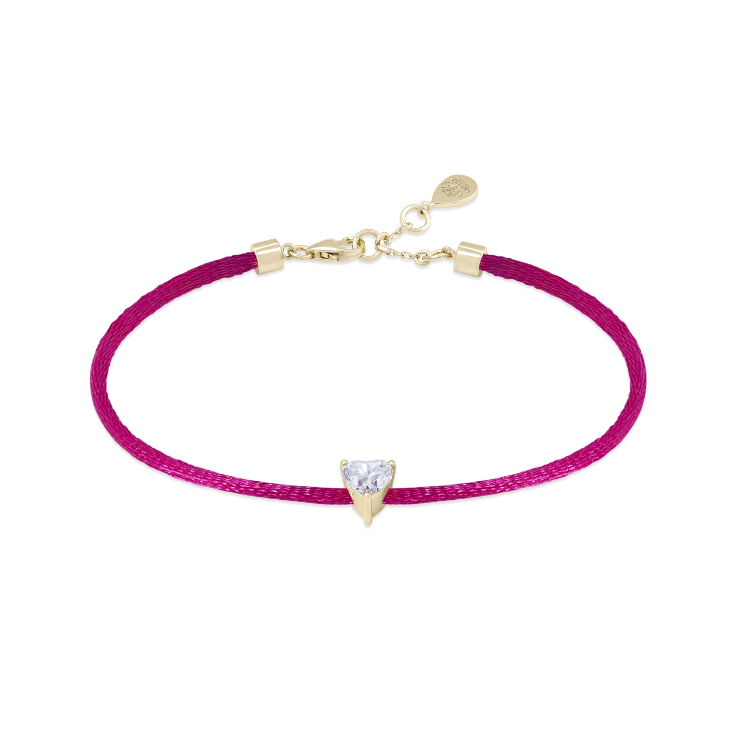 Solitaire Heart-Shaped Diamond Cord Bracelet in Yellow Gold