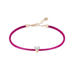 Solitaire Heart-Shaped Diamond Cord Bracelet in Rose Gold