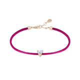 Solitaire Heart-Shaped Diamond Cord Bracelet in Rose Gold