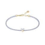 Solitaire Heart-Shaped Diamond Cord Bracelet in Yellow Gold