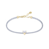 Solitaire Heart-Shaped Diamond Cord Bracelet in Yellow Gold
