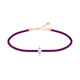 Solitaire Marquise Cut Diamond Purple Cord Bracelet in Rose Gold