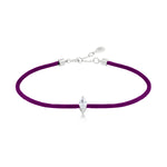 Solitaire Marquise Cut Diamond Purple Cord Bracelet in White Gold