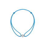 Solitaire Mini Diamond Baby Blue Cord Bracelet in White Gold