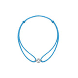 Solitaire Mini Diamond Baby Blue Cord Bracelet in White Gold