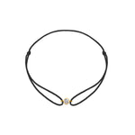 Solitaire Mini Diamond Black Cord Bracelet in Yellow Gold
