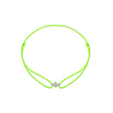 Solitaire Mini Diamond Electric Green Cord Bracelet in White Gold