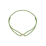 Solitaire Mini Diamond Olive Green Cord Bracelet in Yellow Gold