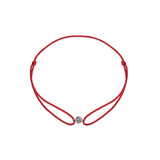 Solitaire Mini Diamond Red Cord Bracelet in White Gold
